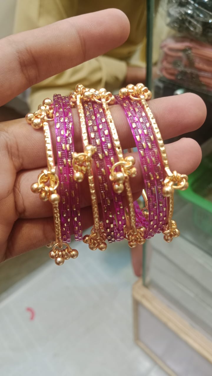 Multicolor Kashmiri Ghungroo Glass Bangle Set – 1 Dozen (12) Traditional Bangles for Women